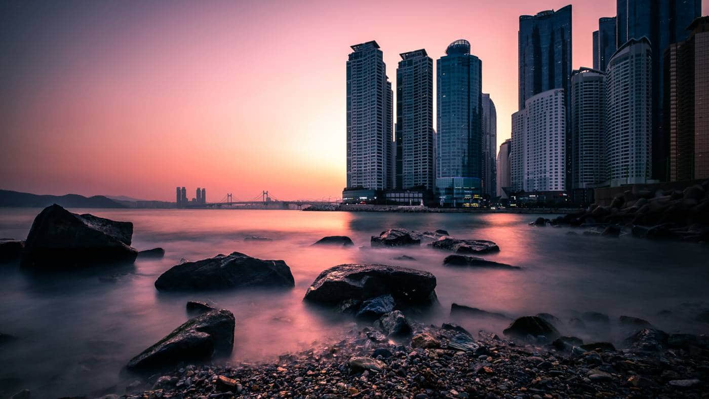 Le parc Dongbaek et la côte de Busan, en Corée du Sud