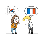 Eunhee et David, dessinés comme dans les leçons.